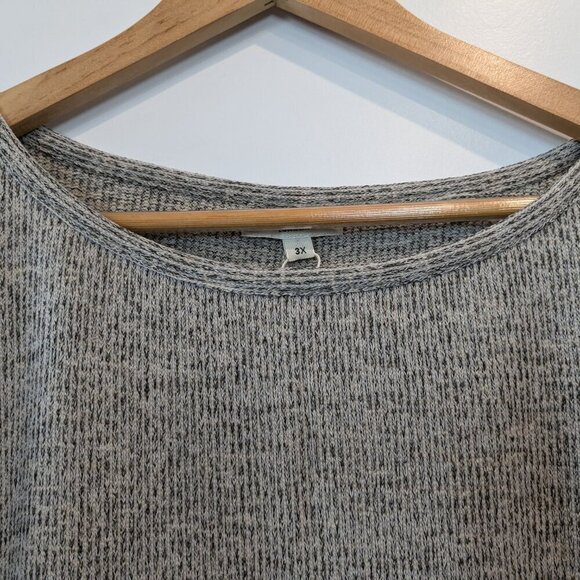 Max Studio Top Size 3X Oat Gray Ruched Sleeve Soft Ribbed Knit Comfy Blouse NWT - Picture 6 of 16